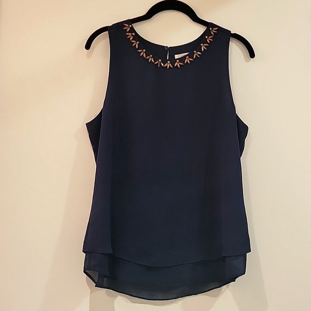 Violet + Claire Navy Sleeveless Blouse